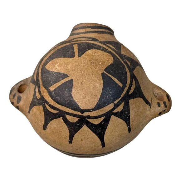 Exceptional Historic Cochiti polychrome pottery canteen, ca 1900 Mini 3" READ - Picture 3 of 7